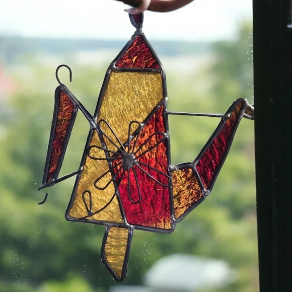 Handmade Stained Glass Suncatcher Tea Pot Kettle Watering Can Vintage - Picture 1 of 10